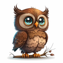 Fototapeta premium Owl Cartoon Illustration. Generative AI