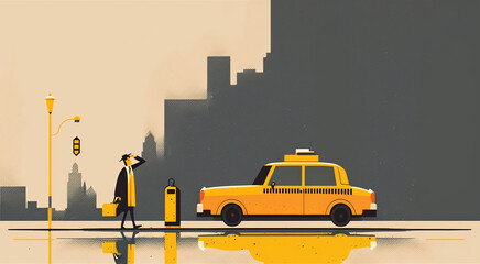 タクシー イラスト | Taxi car illustration Generative AI 