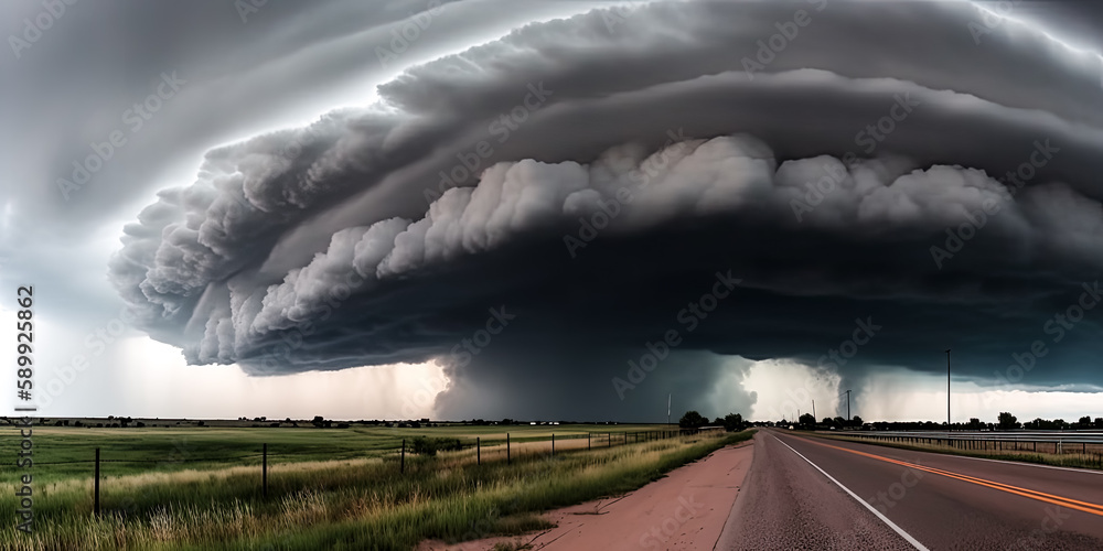 Poster a mesmerising view of thunder and clouds in a spectacular weather show was seen - generative ai.