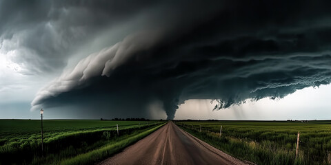 A spectacular thunderstorm with tornado-like clouds was witnessed - generative ai.