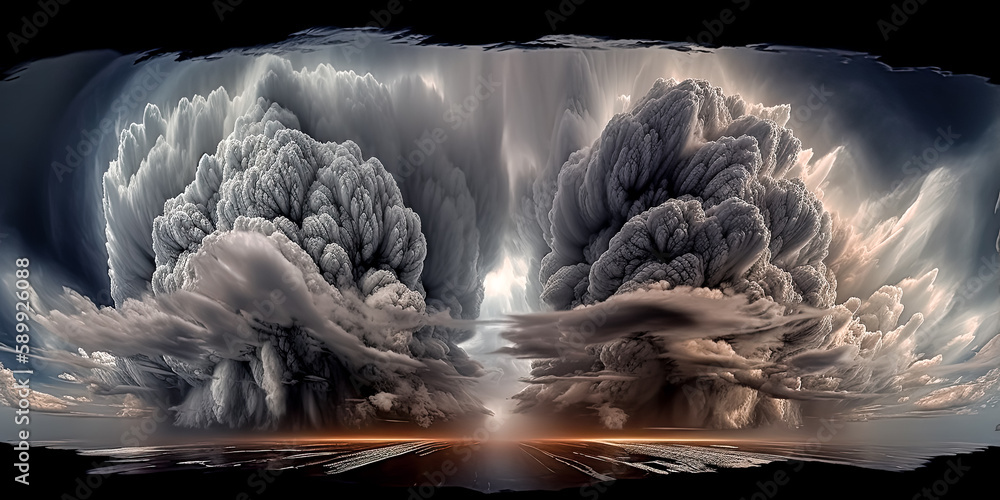 Poster a: an ethereal three-dimensional cloudscape was created by a cyclone, evoking a sense of danger - ge