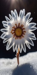 Captivating Snowflake Flower in a Winter Wonderland: A Close-Up View of Nature's Intricate Beauty