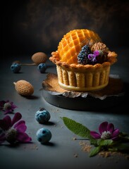 Delicious stylized tart sweet dessert