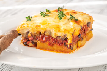 Moussaka eggplant potato based dish