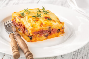 Moussaka eggplant potato based dish