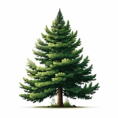 Green Spruce Tree Vector Illustration on White Background
