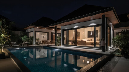 Fototapeta premium Real estate luxury villa. Illustration AI Generative