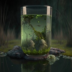 A Glass of Living Swamp Water: A Surreal Image of Mysterious Depths