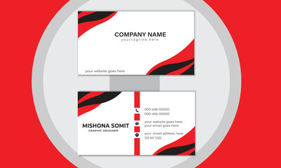 Red modern creative business card and name card horizontal simple clean template vector design red and white color