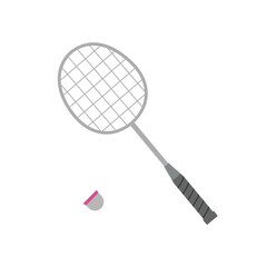 racket and shuttlecock flat design style with good quality