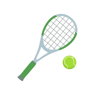 racket and ball tennis flat design style with good quality