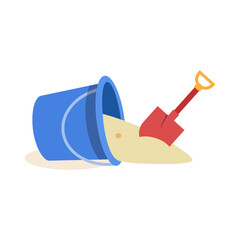 sand bucket and shovel flat design style with good quality © Colorfuel Studio
