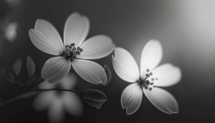 Black and White Petal Flowers in Soft Style for a Punk Aesthetic - obrazy, fototapety, plakaty