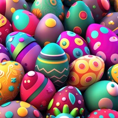 Fototapeta na wymiar Easter Egg Desktop Background with Cute and Colorful Elements