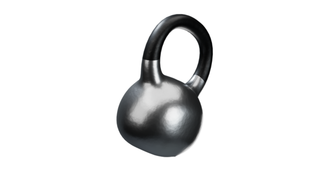Silver kettlebell with black handle