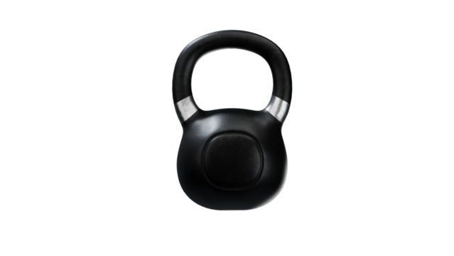 Black kettlebell with silver inlays