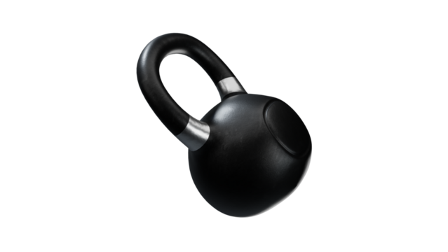 Black kettlebell with silver inlays