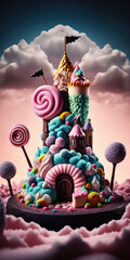 Candyland Citadel: Lemonade Fountains and Sweet Structures