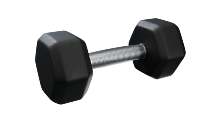 Black rubber dumbbells with perforated handle