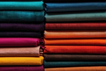 colorful stack of towels on a white background. Generative AI