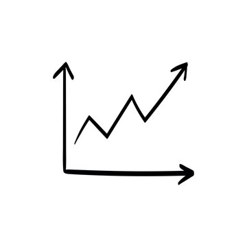 Sketch arrow growth black line icon.