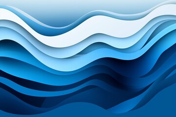 Obraz premium Abstract blue white paper cut wavy fluid background