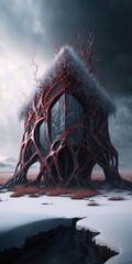 Small Red Horror House: A Bone and Glass Island Abode
