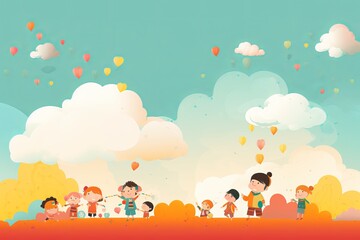 Obraz na płótnie Canvas flat childrens day illustration background