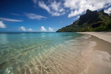 Obraz premium Matira Beach French Polynesia , generative artificial intelligence