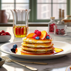 fluffy American pancakes.AI generative.