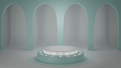 3D illustration, 3D render, Mock Up Mint Podium, Background for product promotion, 