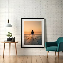 modern living room  frame mockup in modern minimalist interior