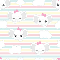 Seamless pattern of children's background with cartoon elephants.Perfect children's design, for fabric, wrapping, textile, wallpaper, clothes.