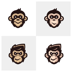 Set of Head Monkey Mascot logo template Vector. Creative Monkey Logo Vector