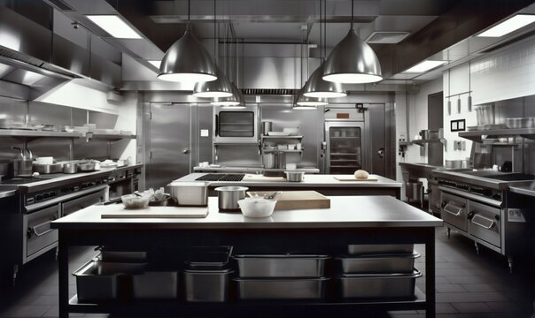 High class restaurant kitchen. Generative AI