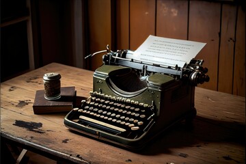 Fototapeta na wymiar Realistic Photo of Vintage Typewriter Adds Nostalgic Charm to Any Setting