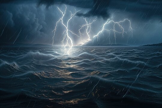 Captivating Image of Lightning Illuminating the Dark Waters