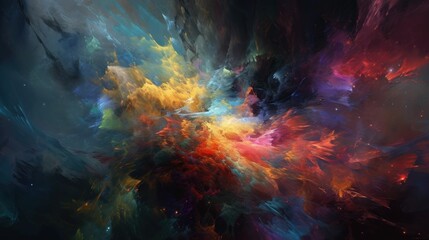 Fototapeta na wymiar Multicolored Painted Nebula: A Digital Masterpiece in HD