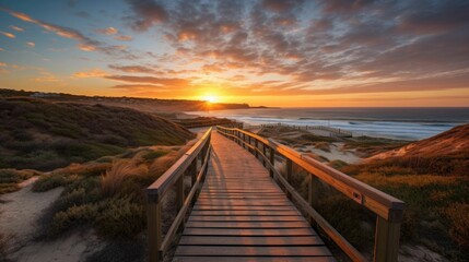 Captivating Sunset View of South Port Beach Boardwalk at Port Noarlunga