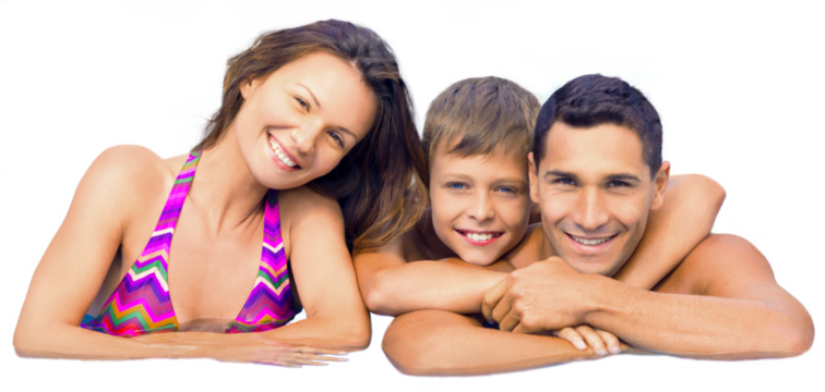 Young family on vacations, smiling isolated on white