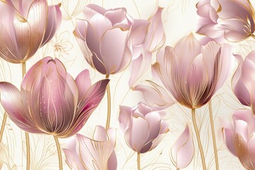 Luxurious Oriental Flower Background in Elegant Pink Tones