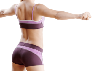 Athletic girl posing, isolated on white