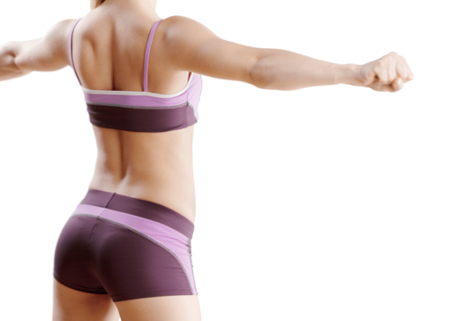 Athletic girl posing, isolated on white