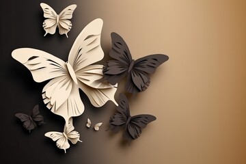 paper art Butterfly pack blank background  Generative AI