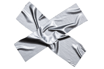 Realistic metal tape strips isolated on alpha channel, crumpled plastic sticky snips texture overlay, transparent background