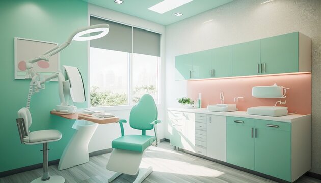 "Architectural Photography of a Modern Dental Clinic Room" (200 characters)