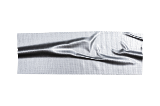 Realistic metal tape strips isolated on alpha channel, crumpled plastic sticky snips texture overlay, transparent background