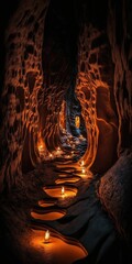 Trail of Molten Candles in a Cave: A Stunning Display of Rich Colors and Beauty