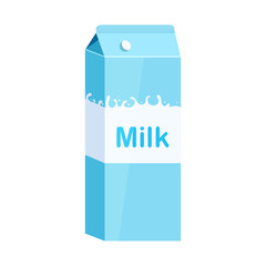 Blue milk carton on a white background. Drink. Vector stock illustration. isolated. White background