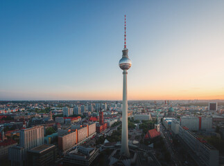 Aerial view of Berlin with Berlin Television Tower (Fernsehturm) - Berlin, Germany © diegograndi